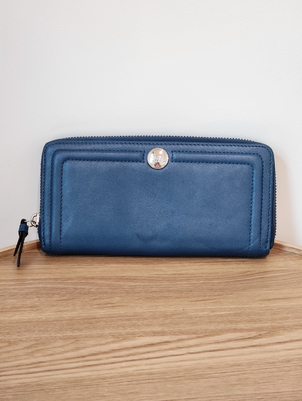 Coach Blue Zip-Around Women's Wallet